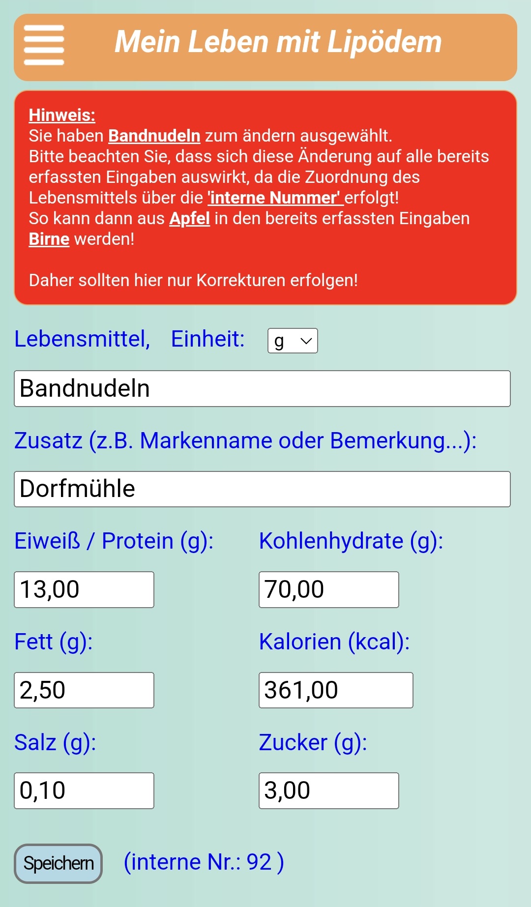 Ändern Lebensmittel